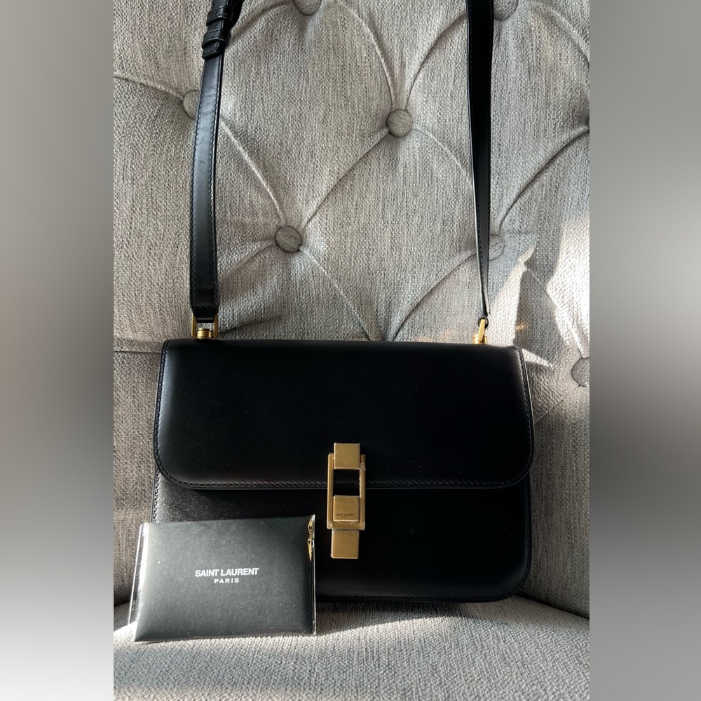 Saint Laurent Le Carre Satchel in Box Leather Black NEW With Dust Bag and Cards